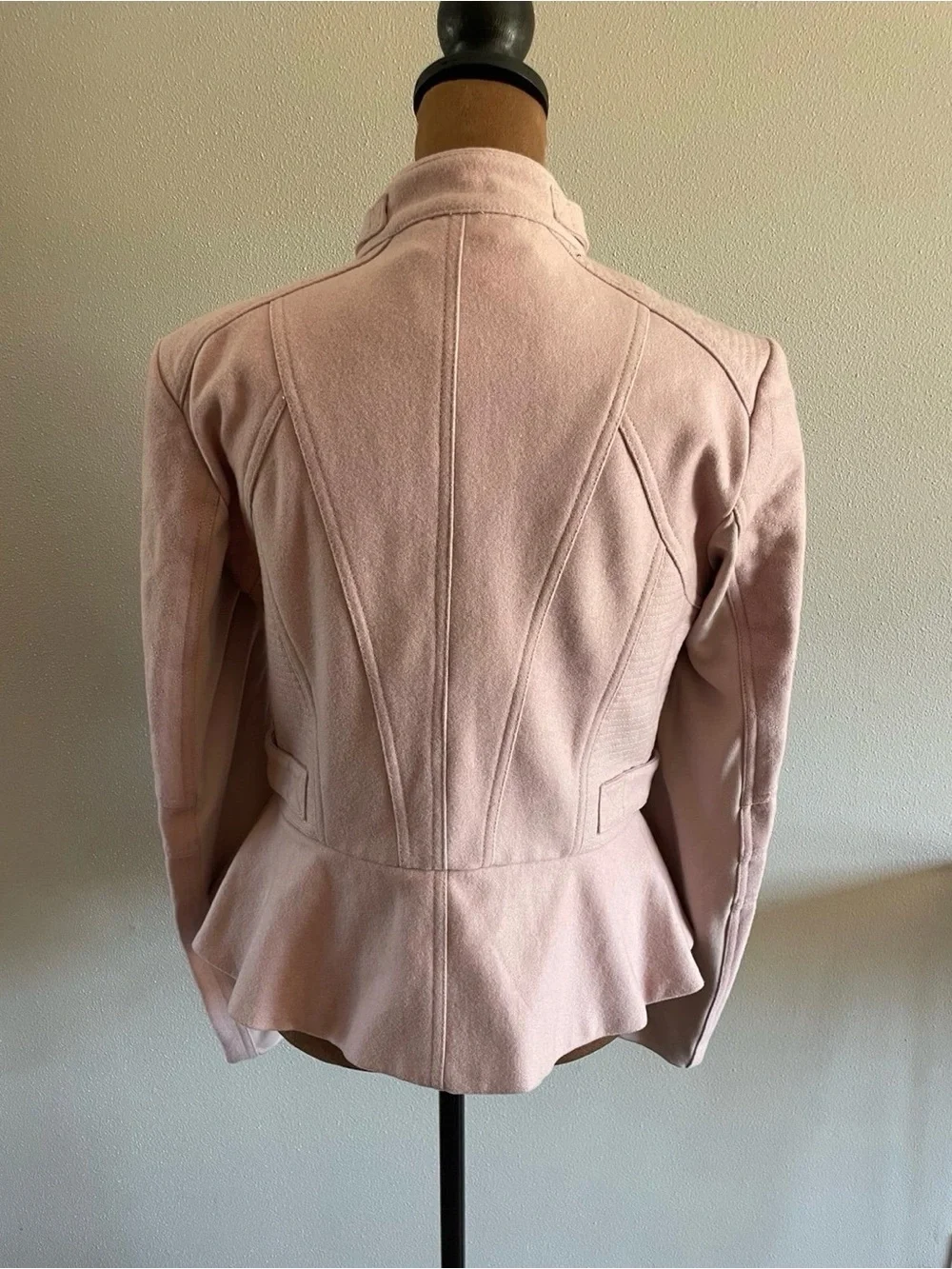 blanc noir Pale Blush Zip-Front Tailored Jacket